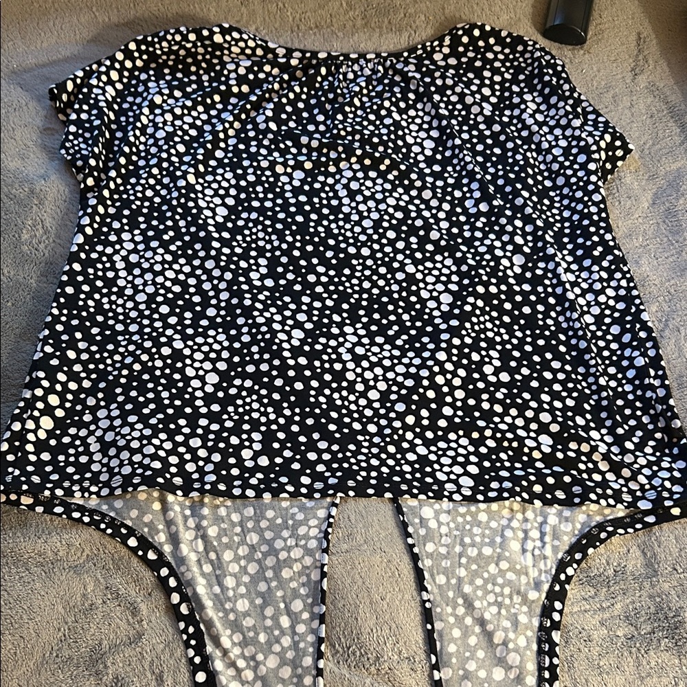 Rafaella Black Blouse with White Dots - Picture 3 of 3